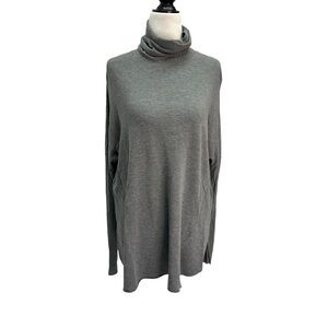 Kit & Ace Grey Jersey Pullover Long Sleeve Turtleneck Tunic Top Size  6